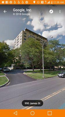 Exterior of building: its in this apartment complex. View from the street.