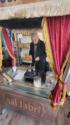 Nasser prepping Turkish coffee for his guests