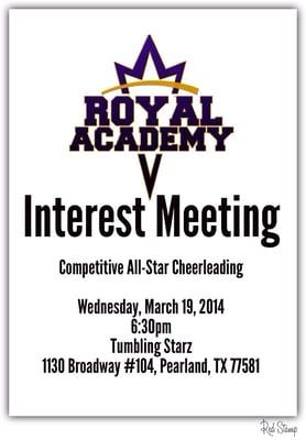 Interest Meeting for 2014-2015 season is on March 19 at 6:30pm