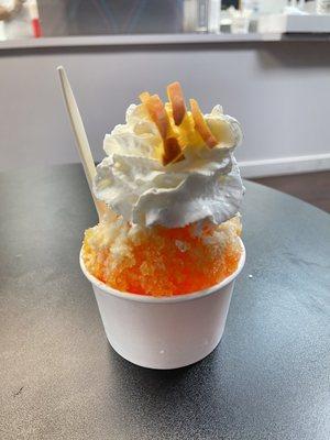 Peaches and Cream boujee shaved ice