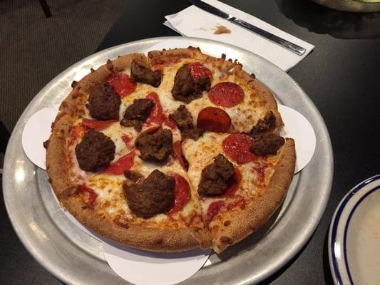 Small pepperoni and meatball pizza. Very yummy!!