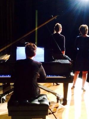 Sarah Luebke performing with Kelley Hijleh and Sharon Johnson at Houghton College.