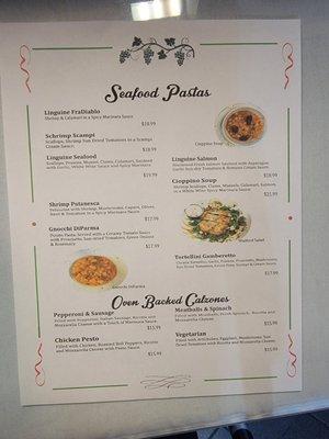 New menu and new prices