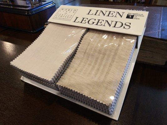 The Linen Legends Book. Displays the Palazzo, Desert, and Natures Essential Collections. 5 X 7" swatches. Compact and Profitable!!