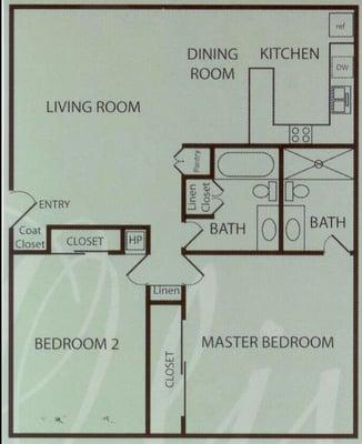 2 bedroom/2 bath Floor Plan