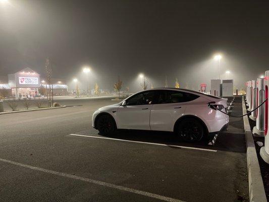 The Supercharger is in the Tractor Supply Co parking lot