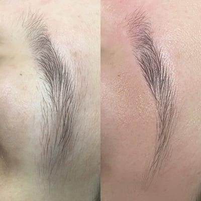 Brow shaping before and after by Sarah Peake