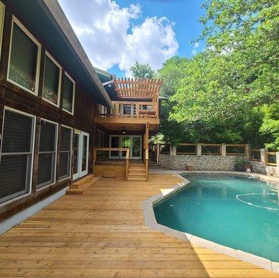 Pool deck and balcony