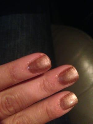 Polish on the cuticle