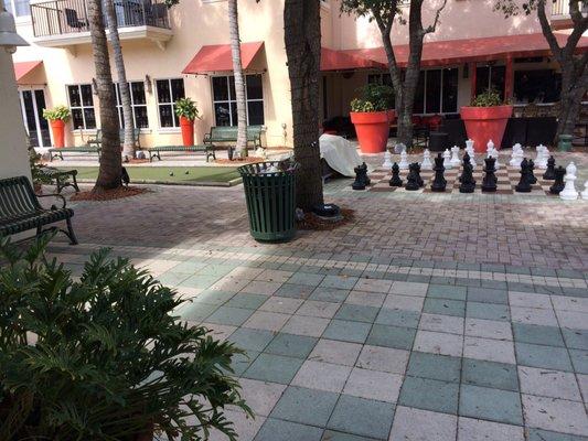 Adjoining patio with giant games