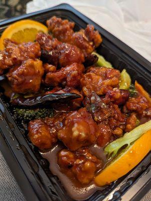 Orange chicken was superb with plenty of unctious juice