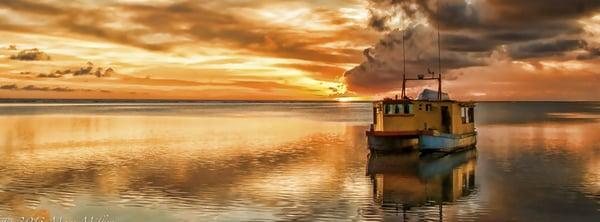 Colorburst sunset in the central Pacific off the coast of Tarawa