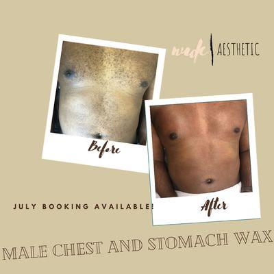 Before and after chest and stomach wax