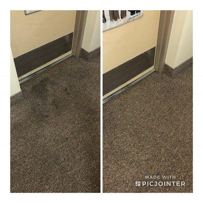 Residential building stain before and after