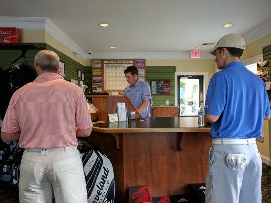 Pro shop. Check-in counter.