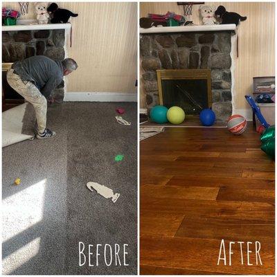 We changed carpet and new hardwood floor installation.