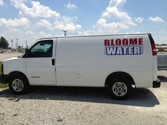 One of the two vans Bloome Water uses.