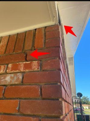 Foundation settlement observed (corner of home, top)