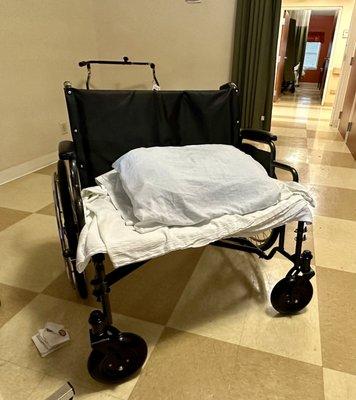 My wheel chair, would not fit thru bathroom door, when I used the bathroom it shut the room door, not safe in a possible fall situation.