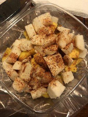 Fruit bowl with tajin and lime- I got to choose my four fruits