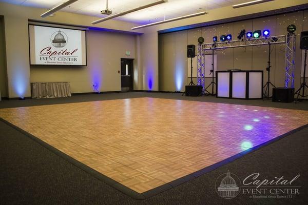 Enhance your Wedding or Celebration by adding a dance floor.  Custom sizing available.