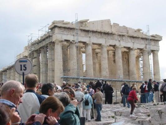 Optional shore excursion on most Greek cruises--A visit to the Parthenon, a former temple on the Athenian Acropolis, Greece.