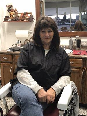 Sally, the sweetest barber you'll meet! She has been cutting hair in Midland for over 20 years!