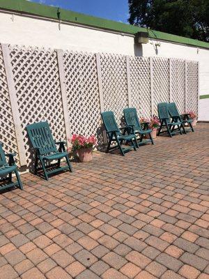 Outdoor patio while you wait along with air conditioned inside waiting room