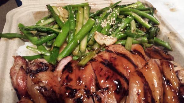 Garlic asparagus with chicken teriyaki