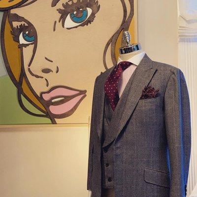 Prince of Wales check three piece suit