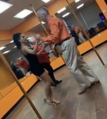 Salsa dancing, one on one live practice