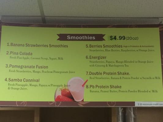 SMOOTHIE MENU!!