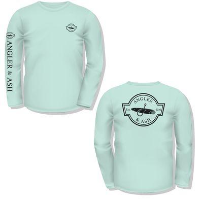 Sea Foam Long Sleeve Shirt. 100% polyester. UPF 50+ for maximum sun protection. Made and designed in the USA!