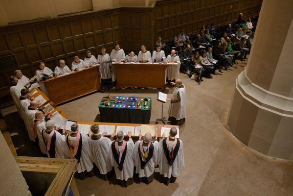 The Compline Choir singing at a recent Advent Procession service.