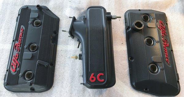 Powder Coated Valve Covers with red accent lettering