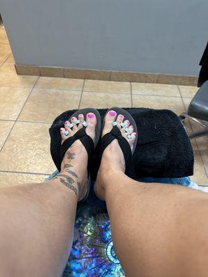 Waiting for toes to dry.