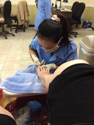 Getting my toes done!