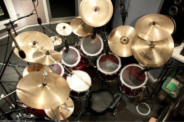 Lots of drums! The entire kit was mic'd up using API and Neve pres