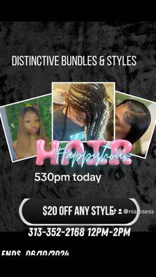 $20 off all styles #deals #braids #hairincluded