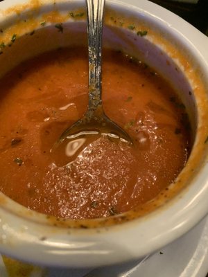 Tomato soup with basil oil