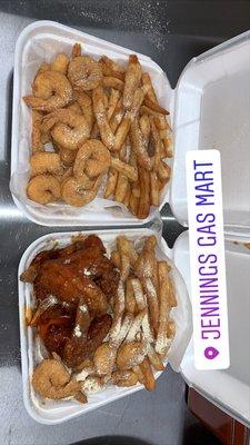 Honey glaze wings jumbo shrimp