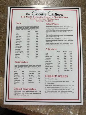 Food menu