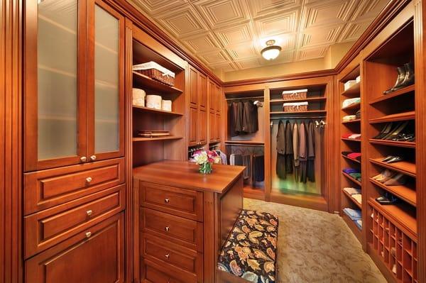 Custom Walk-In Closet, Real Wood & Drawer Faces