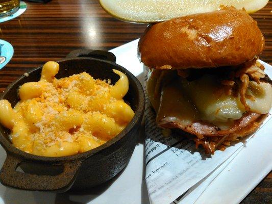 Triple Pork Sandwich with Mac and Cheese