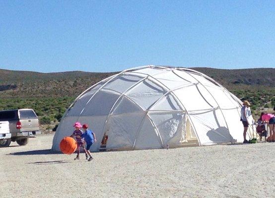 Kids playing at the NOS dome out on the Playa at Black Rock Rendezvous 2017