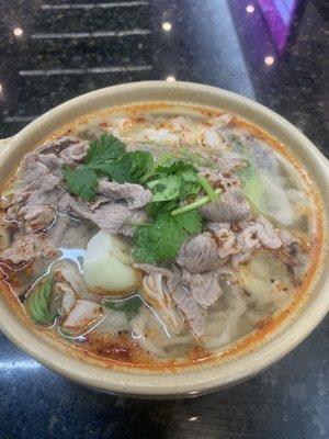 Lamb noodle soup with chili oil