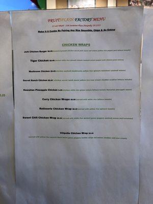 Food menu