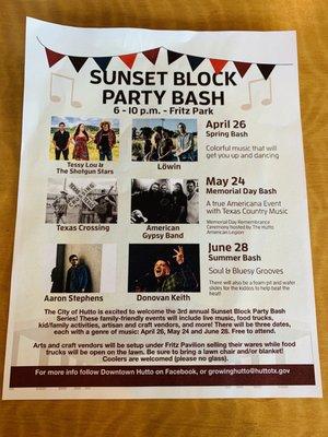 Sunset Block Party Bash-2019 dates