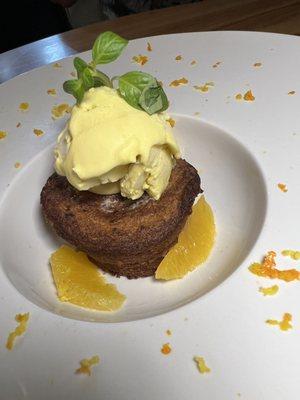 Spanish olive oil cake with saffron ice cream (for the savory dessert lovers)