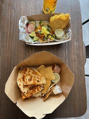 Pollo Quesadilla, al Pastor Taco